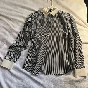 Ann Taylor 100% silk pinstripe shirt